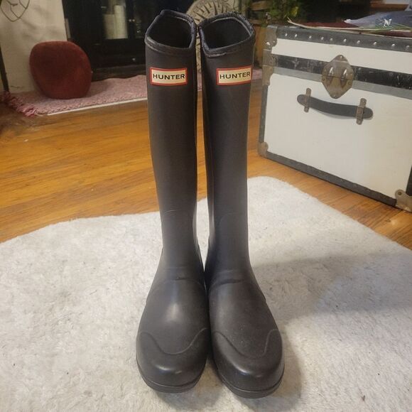 Hunter Sandhurst Nylon Lacquer Tall Rain Boots Size 10 - Picture 4 of 16